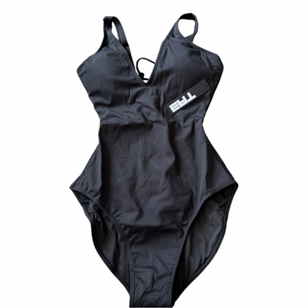TA3 Plungey Black Corset Back Sculpting XS One Piece Swimsuit XS Reg/Long NWT